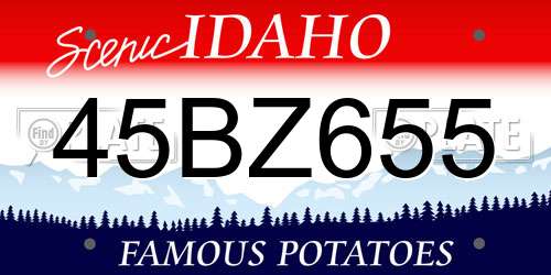 45BZ655 Idaho License Plate