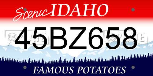 45BZ658 Idaho License Plate