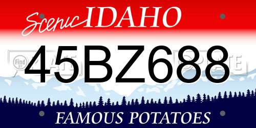 45BZ688 Idaho License Plate