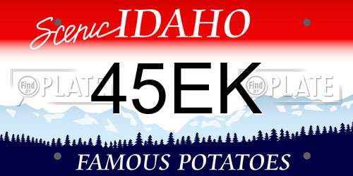 45EK Idaho License Plate