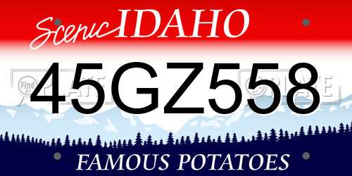 45GZ558 Idaho License Plate
