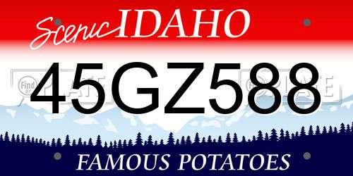 45GZ588 Idaho License Plate