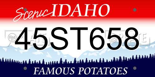 45ST658 Idaho License Plate
