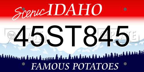 45ST845 Idaho License Plate