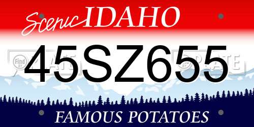 45SZ655 Idaho License Plate