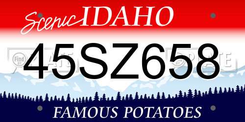 45SZ658 Idaho License Plate
