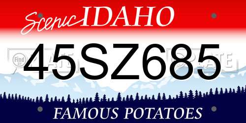 45SZ685 Idaho License Plate