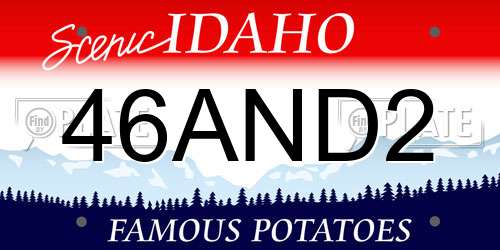 46AND2 Idaho License Plate
