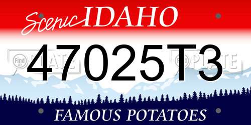 47025T3 Idaho License Plate