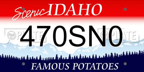 470SN0 Idaho License Plate