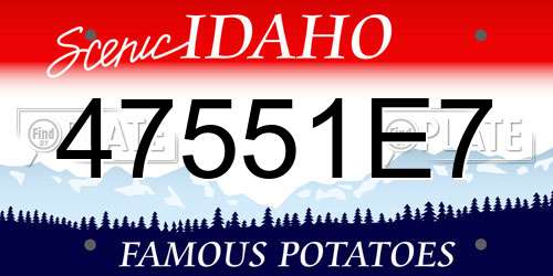 47551E7 Idaho License Plate