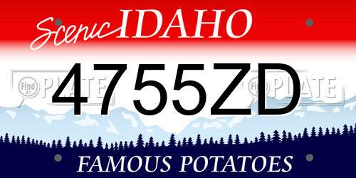 4755ZD Idaho License Plate