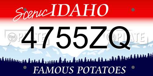 4755ZQ Idaho License Plate