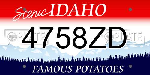 4758ZD Idaho License Plate