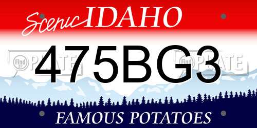 475BG3 Idaho License Plate