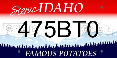 475BT0 Idaho License Plate