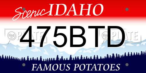 475BTD Idaho License Plate
