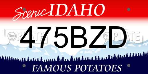 475BZD Idaho License Plate