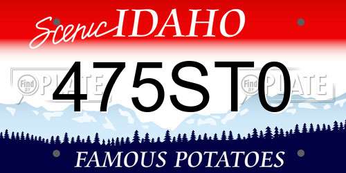 475ST0 Idaho License Plate