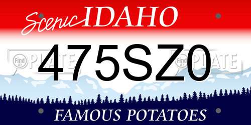475SZ0 Idaho License Plate