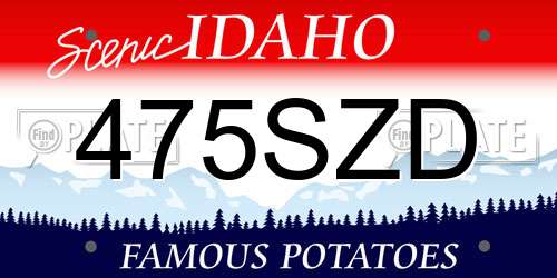 475SZD Idaho License Plate