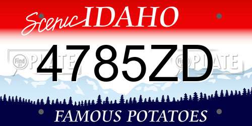 4785ZD Idaho License Plate