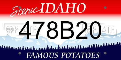 478B20 Idaho License Plate