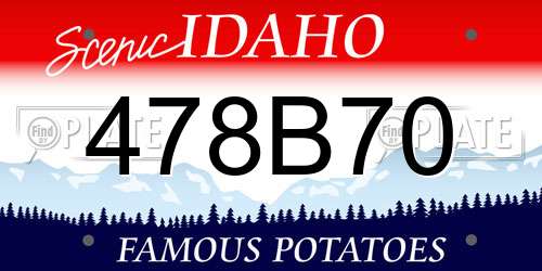 478B70 Idaho License Plate