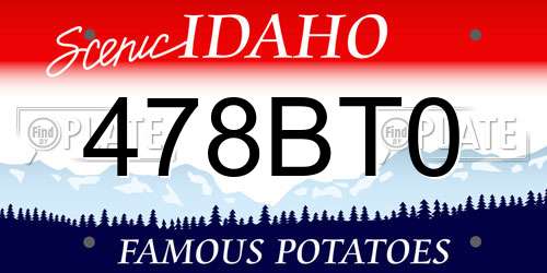 478BT0 Idaho License Plate