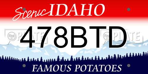 478BTD Idaho License Plate
