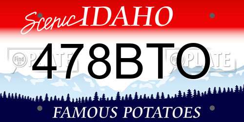 478BTO Idaho License Plate
