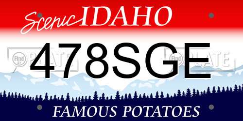 478SGE Idaho License Plate