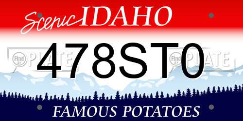 478ST0 Idaho License Plate