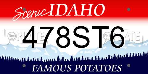 478ST6 Idaho License Plate