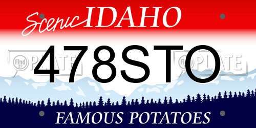 478STO Idaho License Plate