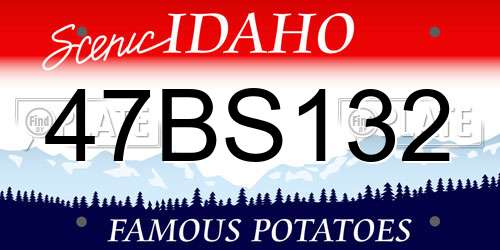 47BS132 Idaho License Plate