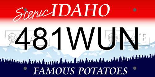 481WUN Idaho License Plate