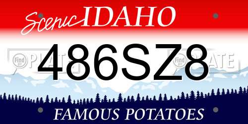486SZ8 Idaho License Plate