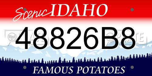 48826B8 Idaho License Plate