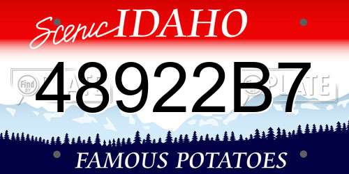 48922B7 Idaho License Plate
