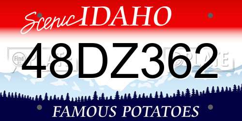 48DZ362 Idaho License Plate