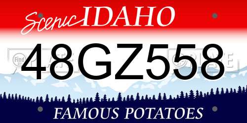 48GZ558 Idaho License Plate