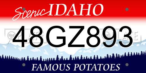 48GZ893 Idaho License Plate
