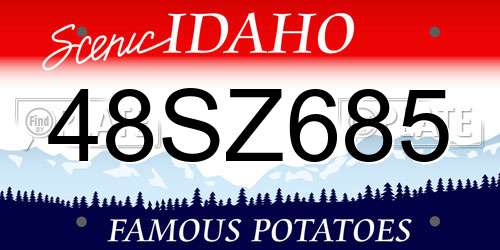 48SZ685 Idaho License Plate