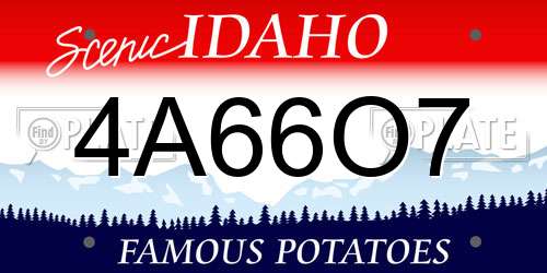 4A66O7 Idaho License Plate