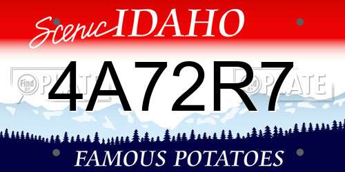 4A72R7 Idaho License Plate