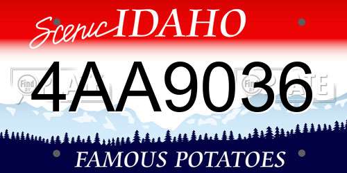 4AA9036 Idaho License Plate