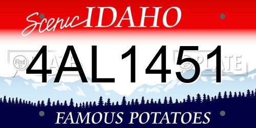 4AL1451 Idaho License Plate