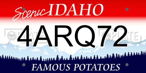 4ARQ72 Idaho License Plate