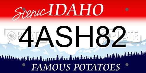 4ASH82 Idaho License Plate